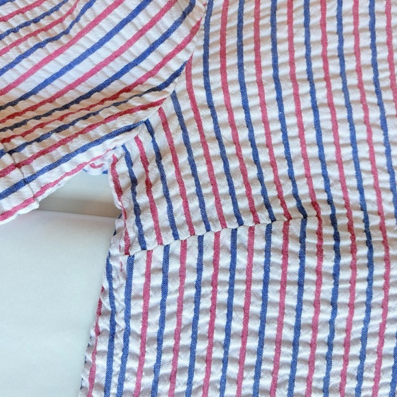 Karen Scott Red White Blue Striped Seersucker Dress Patriotic July 4 Size Small - Picture 15 of 16